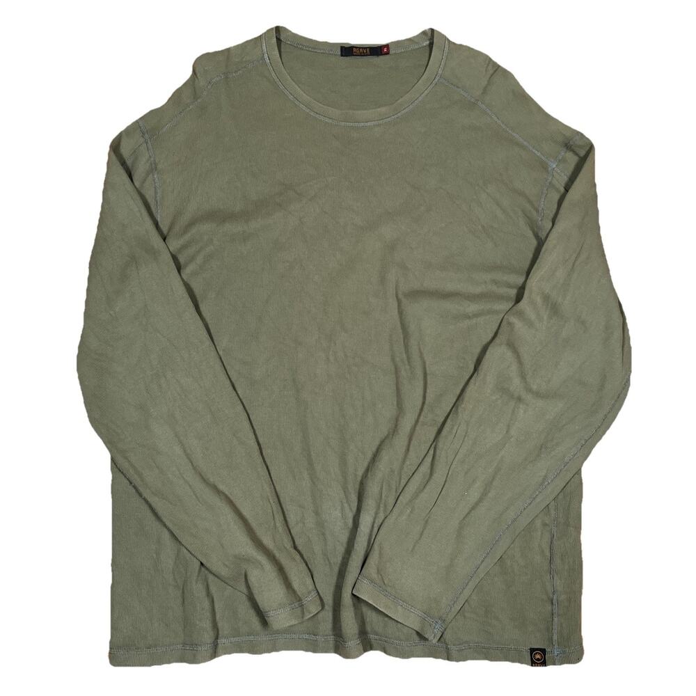 Agave Shirt Mens XL Olive Ribbed Thermal Cotton Blank Long Sleeve Tee USA Made